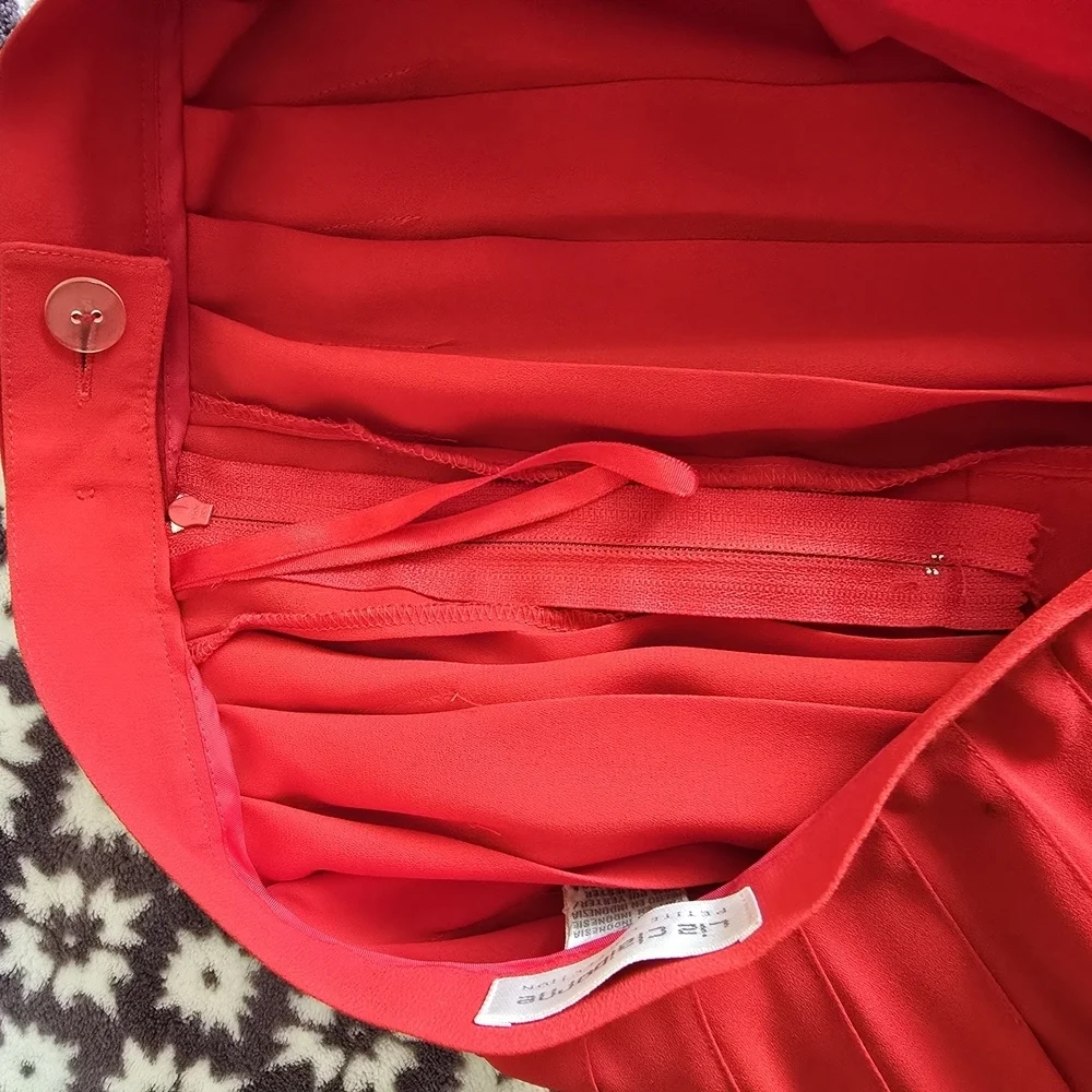 Liz Claiborne Red Pleated Midi Skirt Night Out - Picture 6 of 11